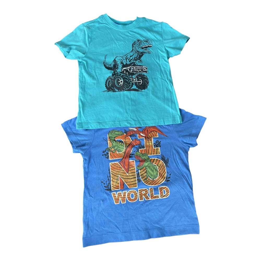 3/10$ Bundle of two Kids Dinosaur Graphic T-Shirts - Blue and Teal Boys 4